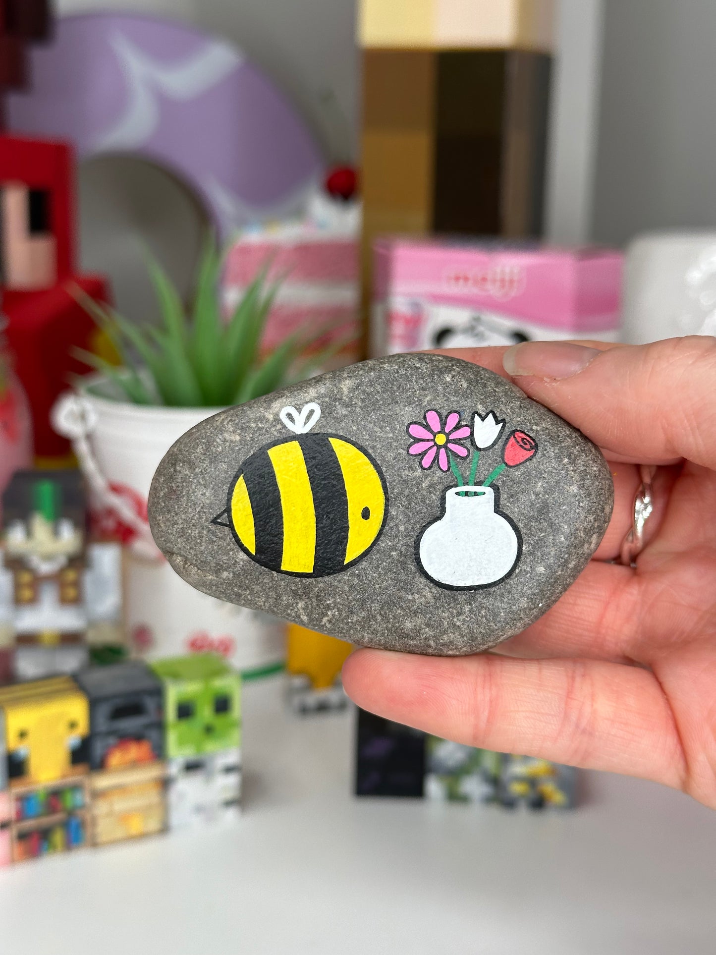 Pebbles Bee & Bouquet Pebble Bee & Bouquet not sold original artwork Pebble pebbles Shop All