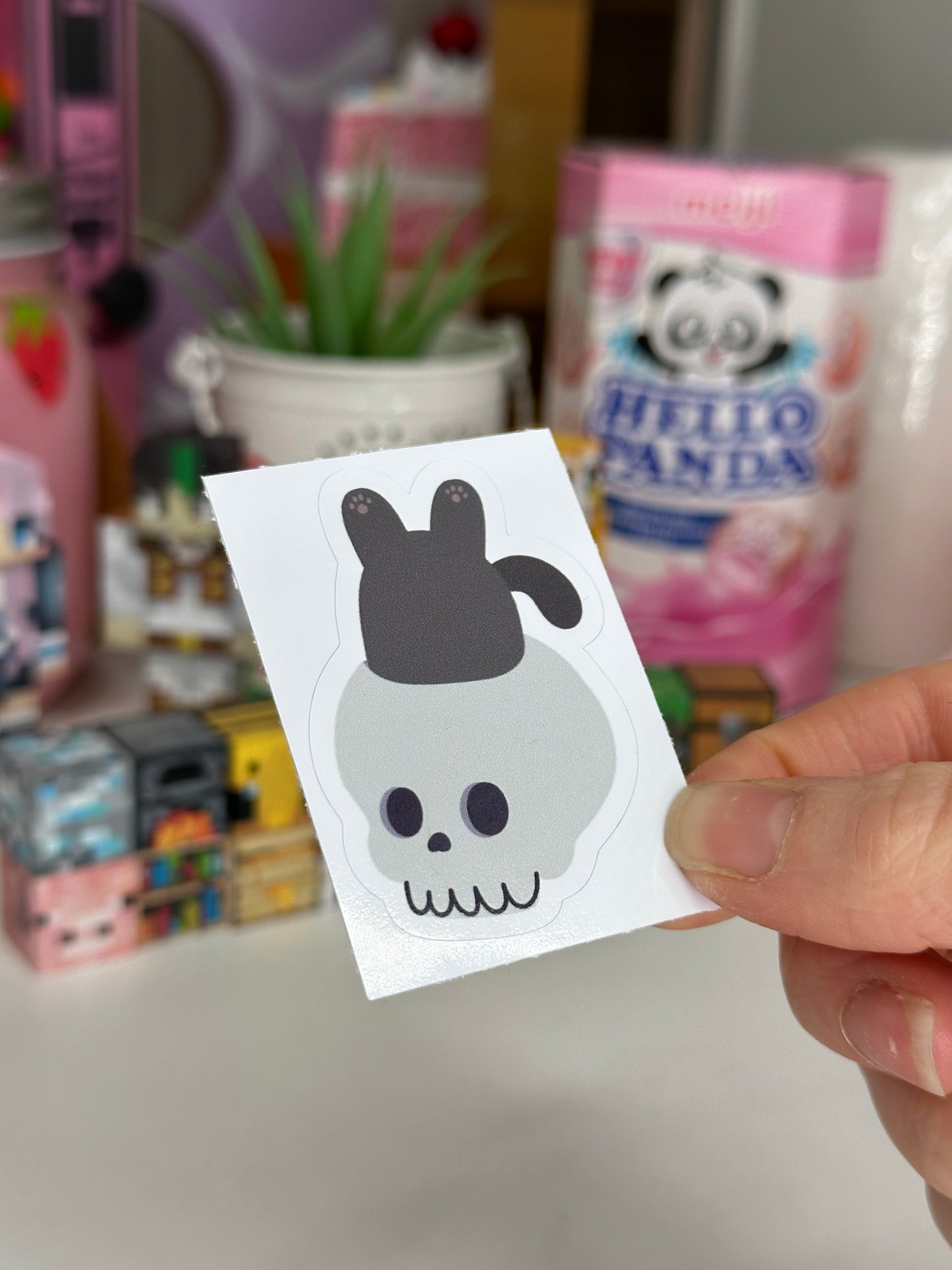 Vinyl Sticker Skull Cat Sticker Shop All Spooky Cat Spooky Cat Stickers Stickers