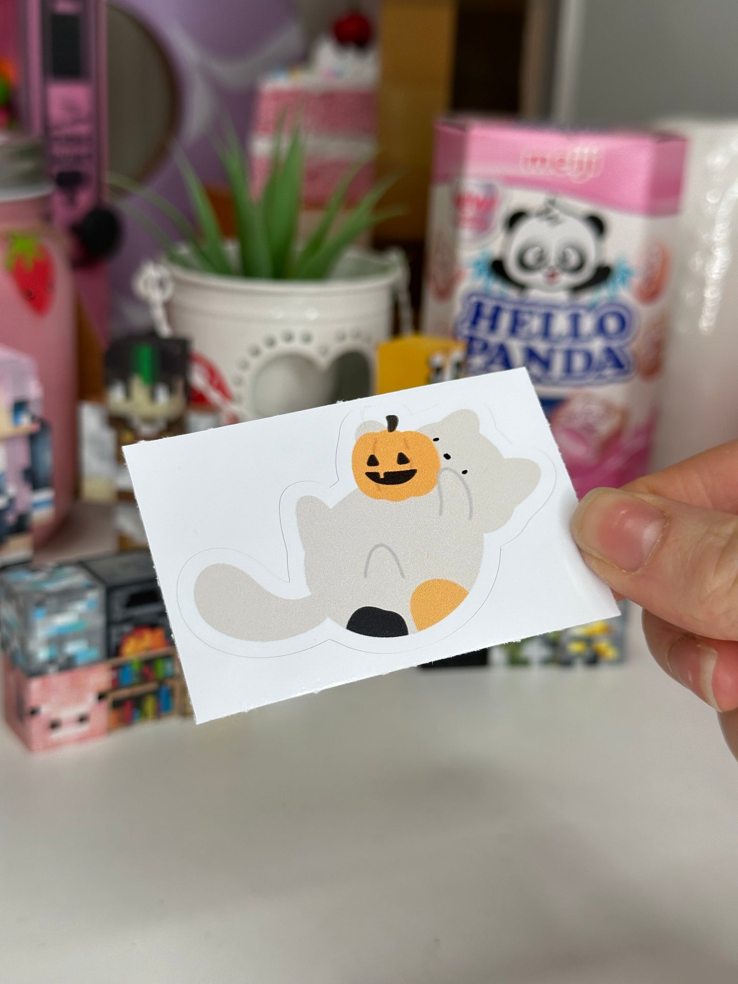 Vinyl Sticker Playful Pumpkin Cat Sticker Shop All Spooky Cat Spooky Cat Stickers Stickers