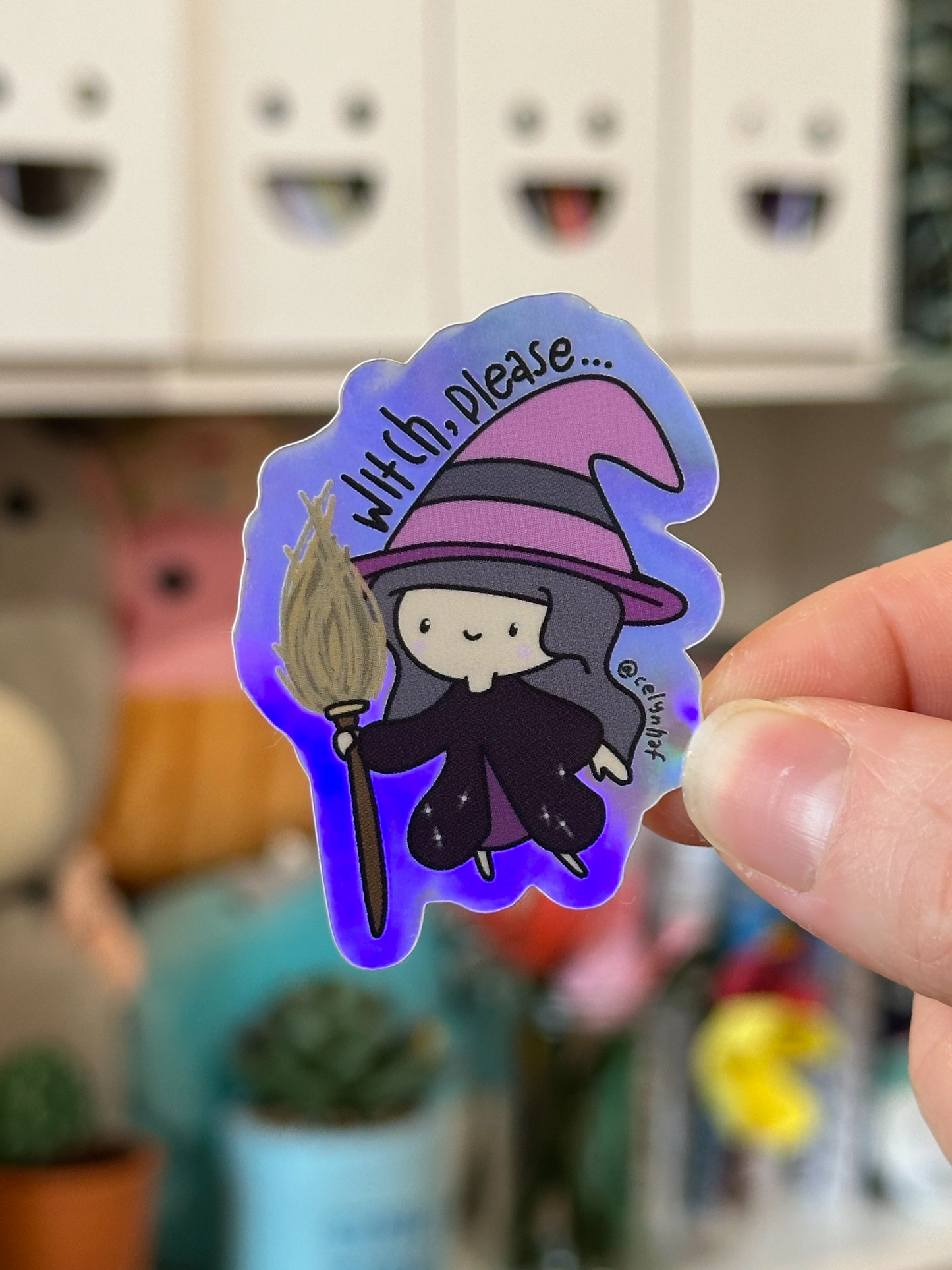 Vinyl Sticker Witch Please Holographic Vinyl Sticker original artwork Original Stickers Shop All