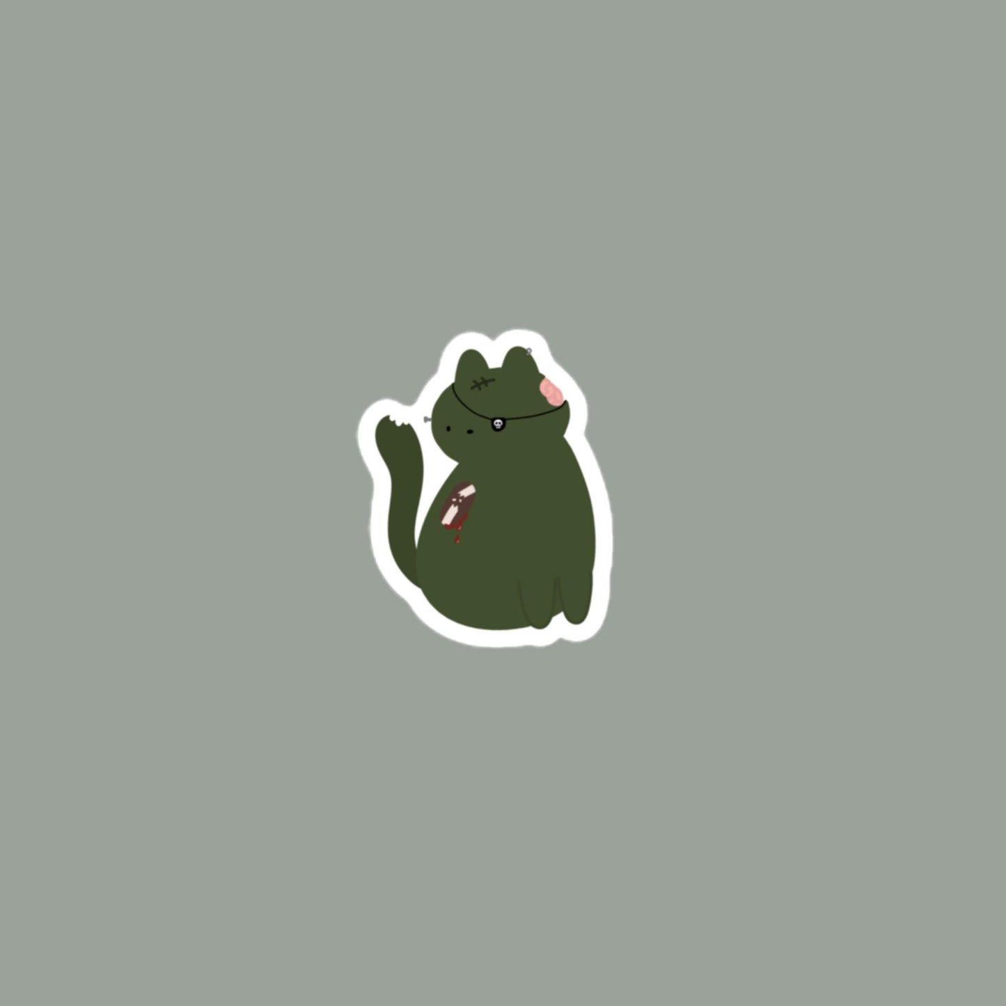Vinyl Sticker Zombie Cat Sticker 3″×3″ Shop All Spooky Cat Spooky Cat Stickers Stickers
