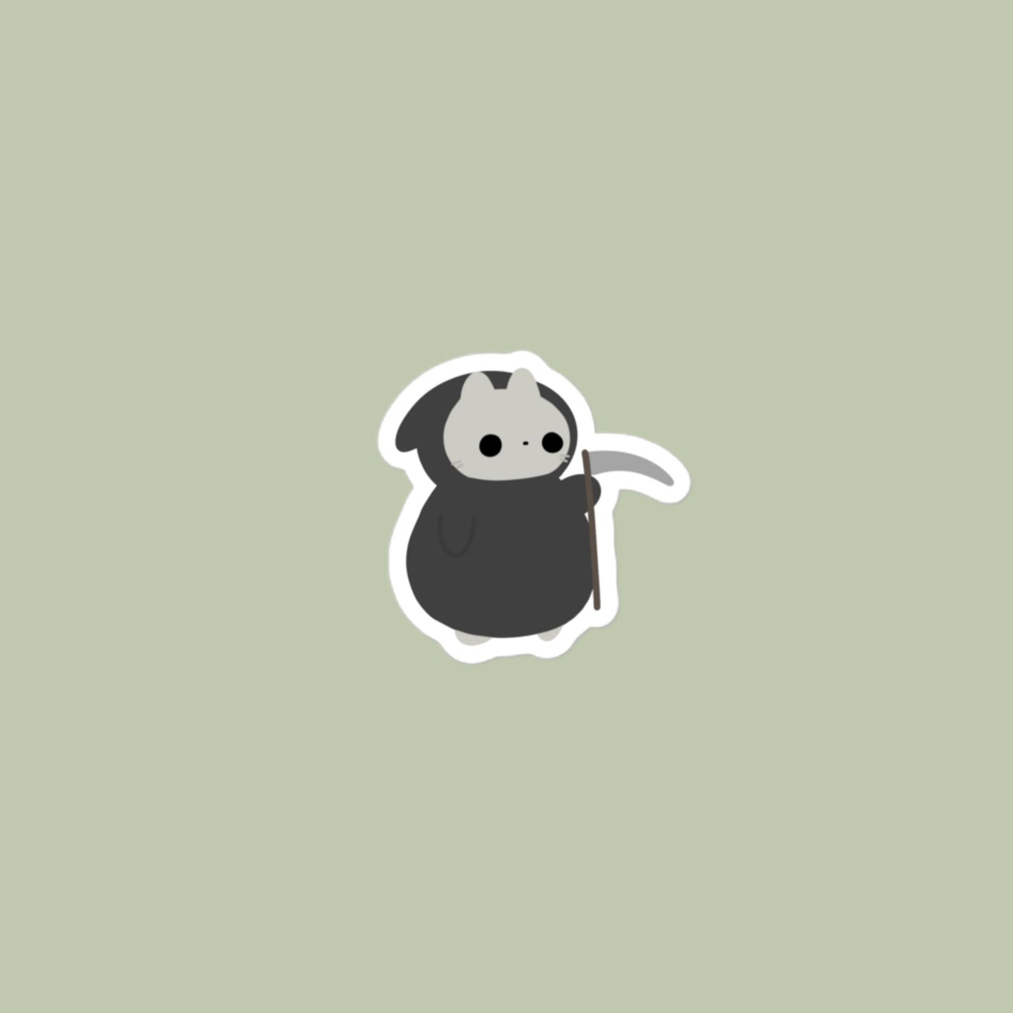 Vinyl Sticker Grim Cat Sticker 3″×3″ Shop All Spooky Cat Spooky Cat Stickers Stickers