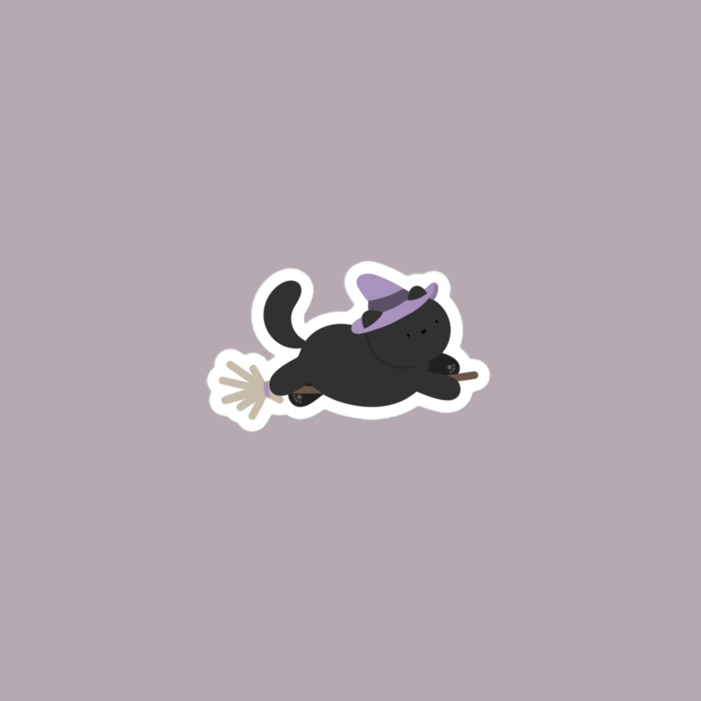 Vinyl Sticker Witchy Cat Sticker 3″×3″ Shop All Spooky Cat Spooky Cat Stickers Stickers