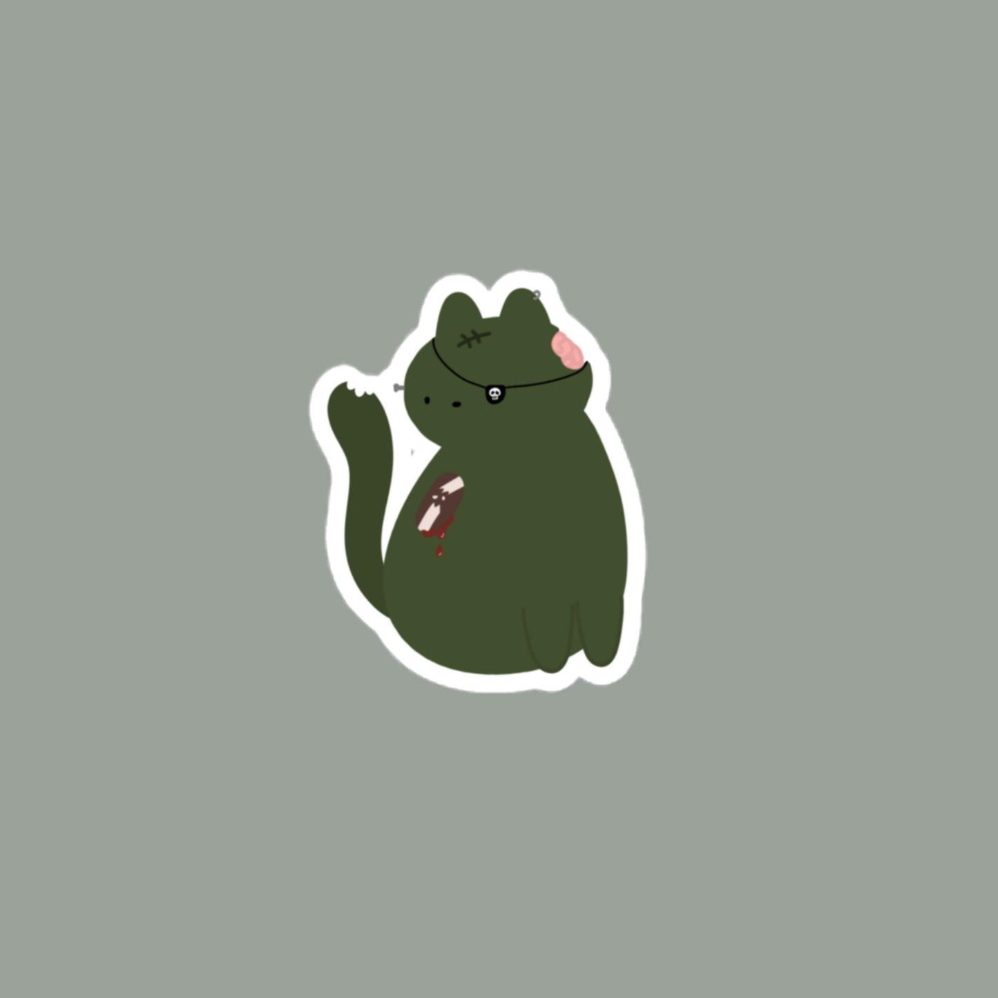 Vinyl Sticker Zombie Cat Sticker 4″×4″ Shop All Spooky Cat Spooky Cat Stickers Stickers