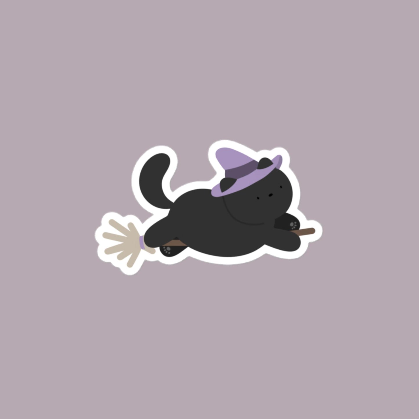 Vinyl Sticker Witchy Cat Sticker 4″×4″ Shop All Spooky Cat Spooky Cat Stickers Stickers