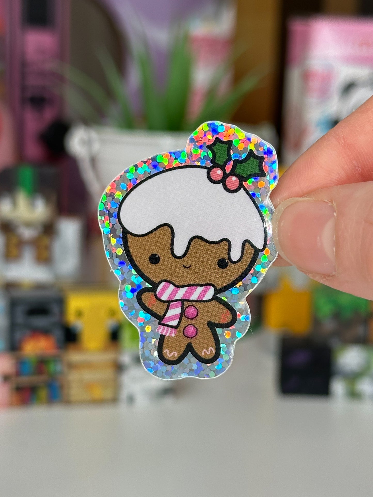 Gingerbread Vinyl Glitter Sticker