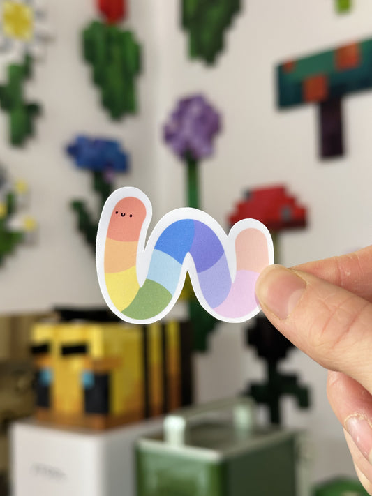 Rainbow Worm Vinyl Sticker
