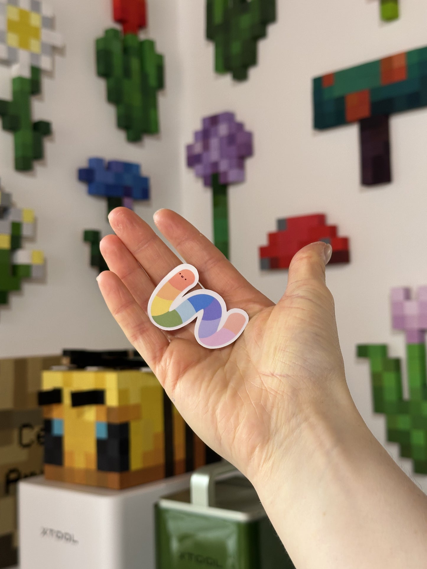 Rainbow Worm Vinyl Sticker