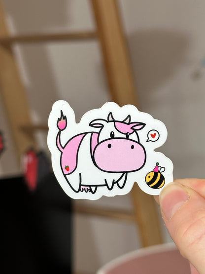 Strawberry Cow Vinyl Sticker