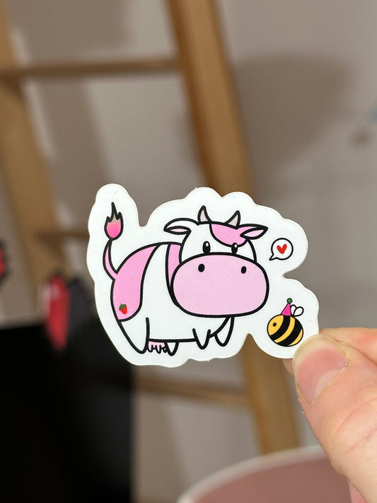 Strawberry Cow Vinyl Sticker