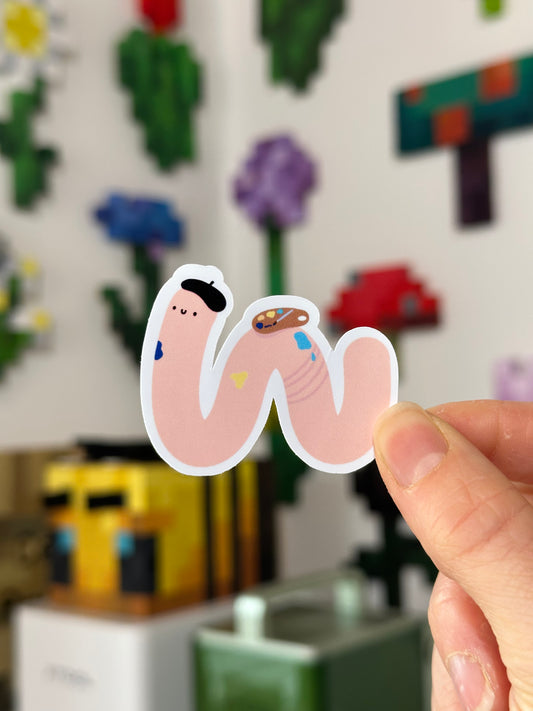 Arty Worm Vinyl Sticker