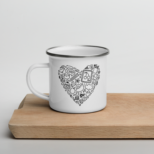 Doodle Heart Enamel Mug