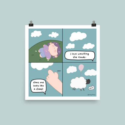 Cookie and Clouds Print 10″×10″ cookie cookie comics posters prints shop all