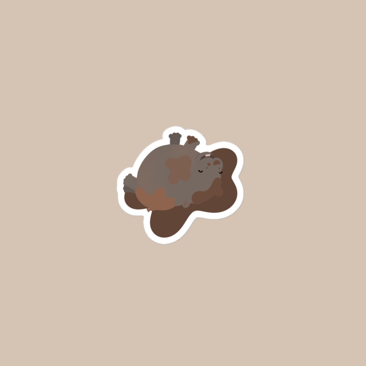 Vinyl Sticker Muddy Moo Deng Sticker 3″×3″ Moo Deng Moo Stickers Shop All Sticker Stickers