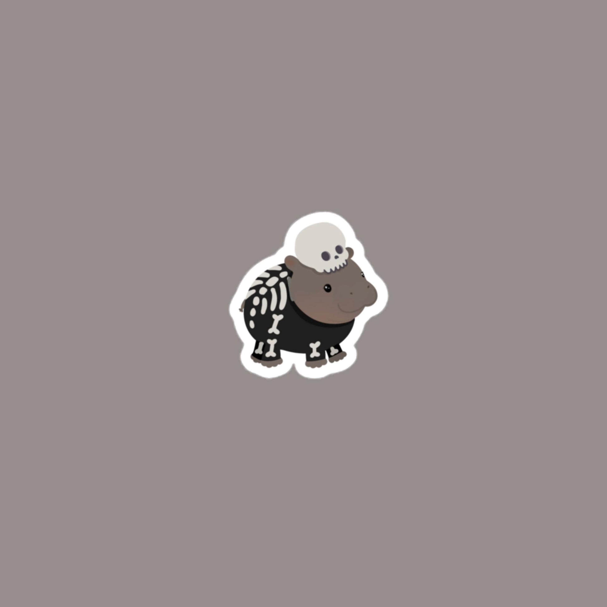 Vinyl Sticker Spooky Moo Deng Sticker 3″×3″ Moo Deng Moo Stickers Shop All Sticker Stickers