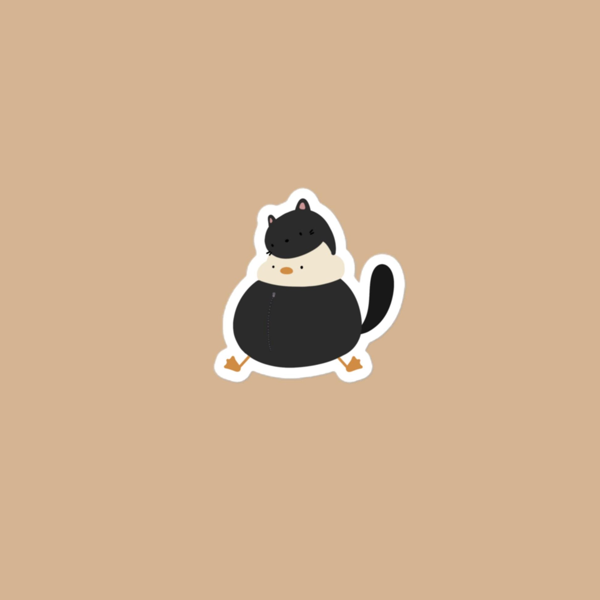 Vinyl Sticker Duck Cat Sticker 3″×3″ Shop All Spooky Cat Spooky Cat Stickers Stickers