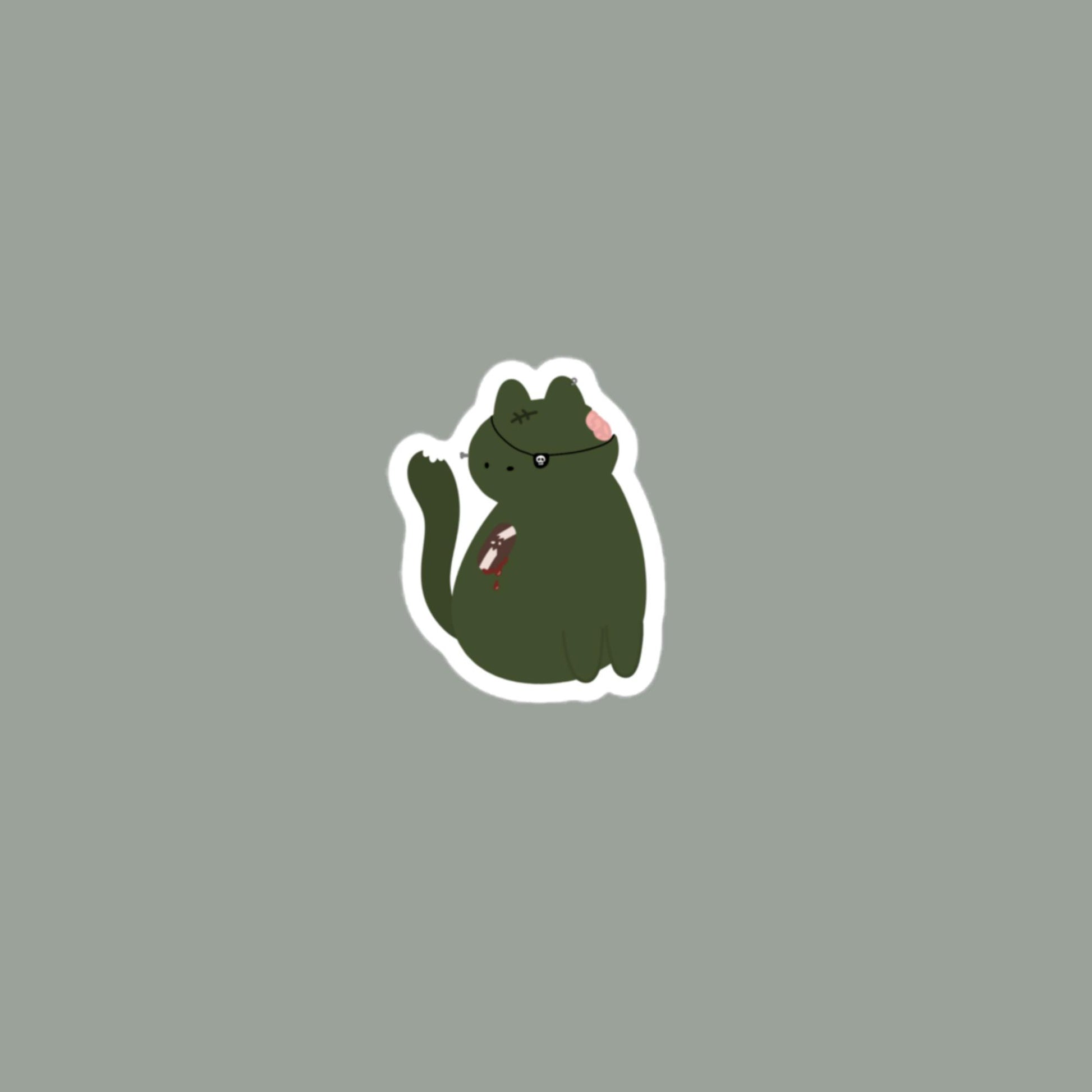 Vinyl Sticker Zombie Cat Sticker 3″×3″ Shop All Spooky Cat Spooky Cat Stickers Stickers