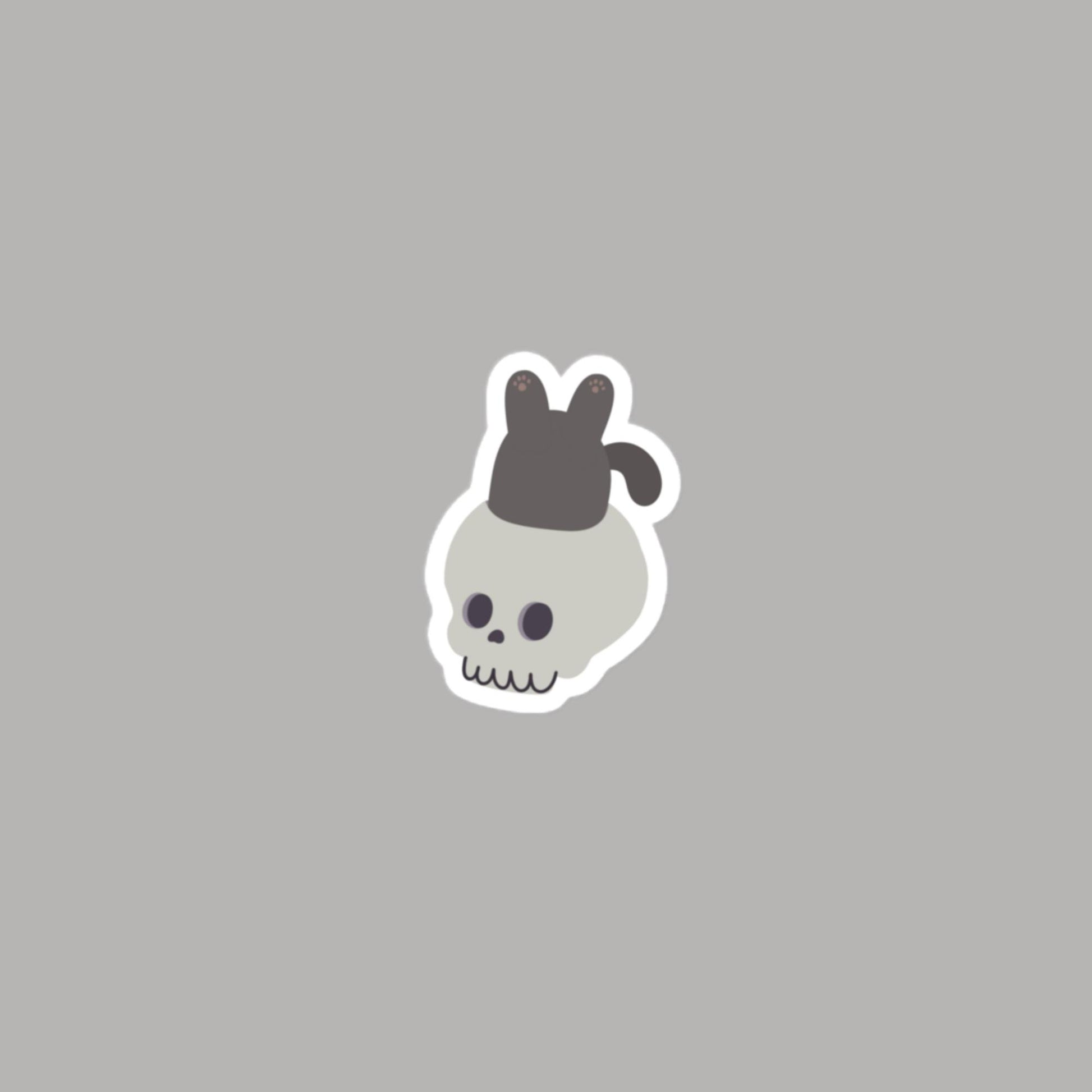 Vinyl Sticker Skull Cat Sticker 3″×3″ Shop All Spooky Cat Spooky Cat Stickers Stickers