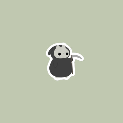 Vinyl Sticker Grim Cat Sticker 3″×3″ Shop All Spooky Cat Spooky Cat Stickers Stickers