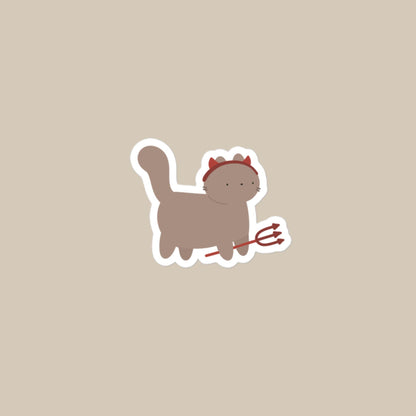Vinyl Sticker Devil Cat Sticker 3″×3″ Shop All Spooky Cat Spooky Cat Stickers Stickers