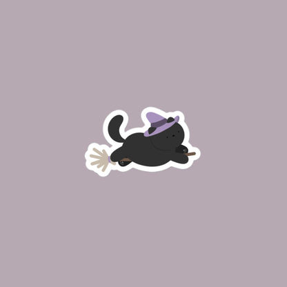 Vinyl Sticker Witchy Cat Sticker 3″×3″ Shop All Spooky Cat Spooky Cat Stickers Stickers