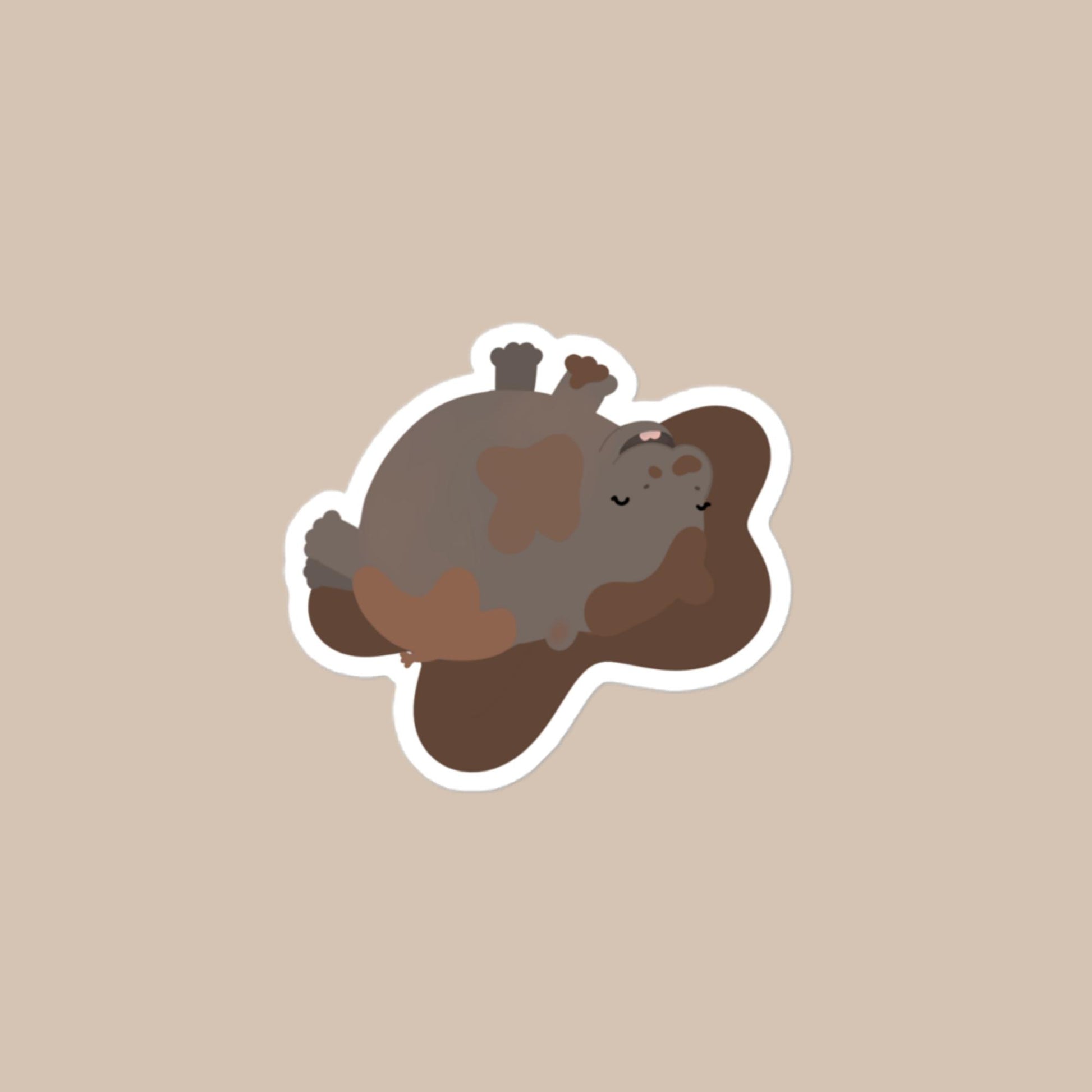 Vinyl Sticker Muddy Moo Deng Sticker 4″×4″ Moo Deng Moo Stickers Shop All Sticker Stickers