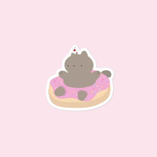 Vinyl Sticker Doughnut Cat Sticker 4″×4″ Shop All Spooky Cat Spooky Cat Stickers Stickers