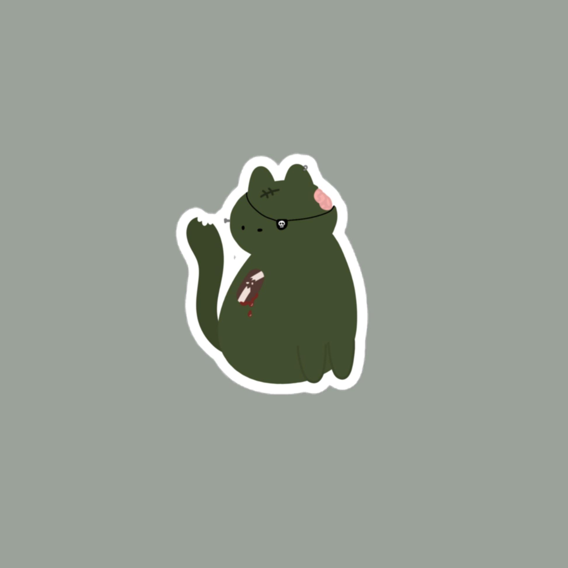 Vinyl Sticker Zombie Cat Sticker 4″×4″ Shop All Spooky Cat Spooky Cat Stickers Stickers