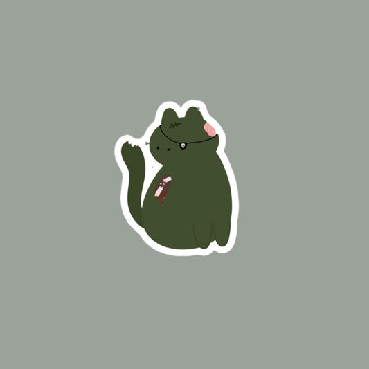 Vinyl Sticker Zombie Cat Sticker 4″×4″ Shop All Spooky Cat Spooky Cat Stickers Stickers