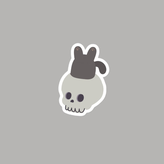 Vinyl Sticker Skull Cat Sticker 4″×4″ Shop All Spooky Cat Spooky Cat Stickers Stickers