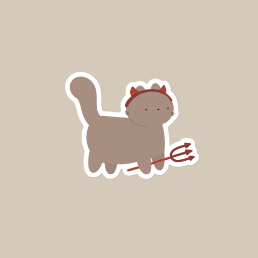 Vinyl Sticker Devil Cat Sticker 4″×4″ Shop All Spooky Cat Spooky Cat Stickers Stickers