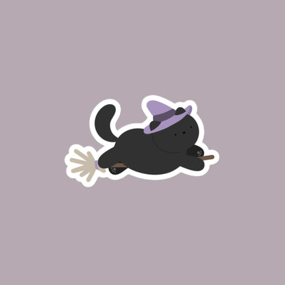 Vinyl Sticker Witchy Cat Sticker 4″×4″ Shop All Spooky Cat Spooky Cat Stickers Stickers