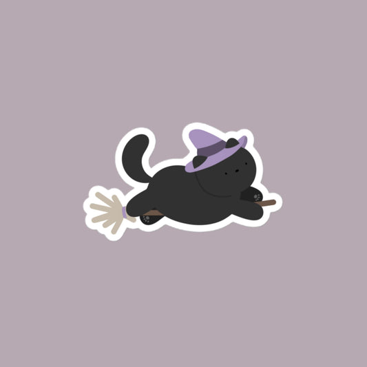 Vinyl Sticker Witchy Cat Sticker 4″×4″ Shop All Spooky Cat Spooky Cat Stickers Stickers