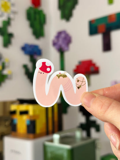 Mushroom Worm Vinyl Sticker